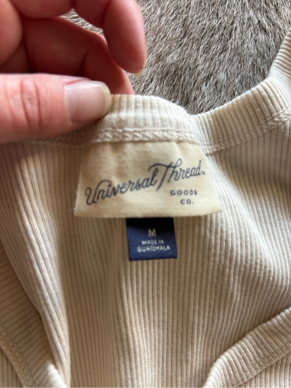 Universal Thread Cream Ribbed Tank Top - Picture 3 of 3